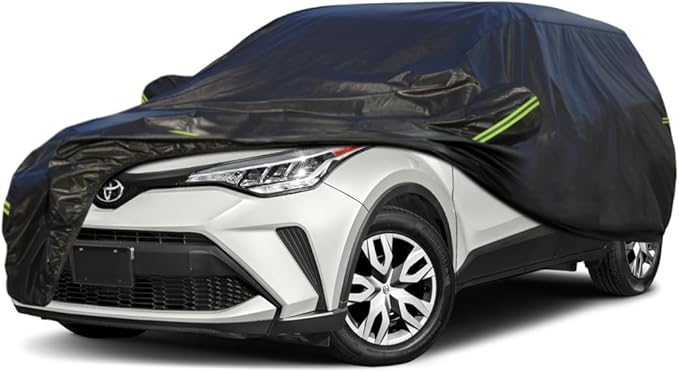 KouKou Waterproof SUV Car Cover Suitable for Toyota CH-R from 2016 to 2025, 7 Layers Windproof All Weather Waterproof Outdoor Cover Sun Rain UV Dust Snow Protection. Black