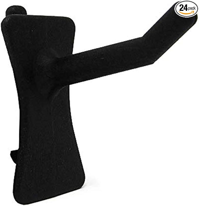 PegPro® 1" Hooks Kit for Standard “Wood Fiber” pegboard – Durable Plastic Pegboard Hooks - for Garage, Kitchen, Craft Room, and More (1" Hook - 24 Pack, Black)