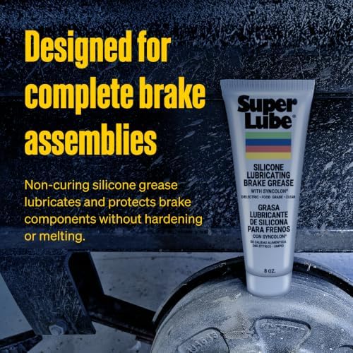 Super Lube 97008 Silicone Lubricating Brake Grease with PTFE, 8 oz Tube, Translucent White