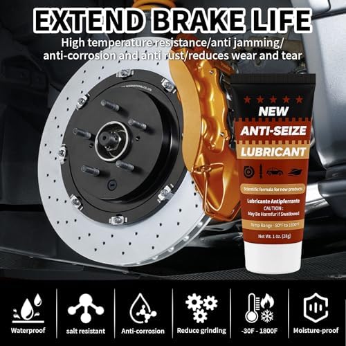 Copper Anti-Seize Brake Caliper Grease & Thread Lubricant - High Temp Copper Antiseize Compound Prevents Noise, Seizes - Use for Brake Pins, Bolts, Spark Plugs, Automotive Application - 1oz Tube 1Pack
