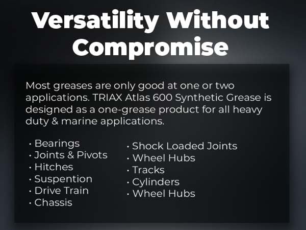 TRIAX Atlas 600 - Full Synthetic Grease - Ultra Duty - All 5th Wheel, Bearings, Joints, Pivots, Bolts - Super Adhesive - Marine - Wide Temp Range -40 F to 450 F - 14 oz Tube (Pack of 30)