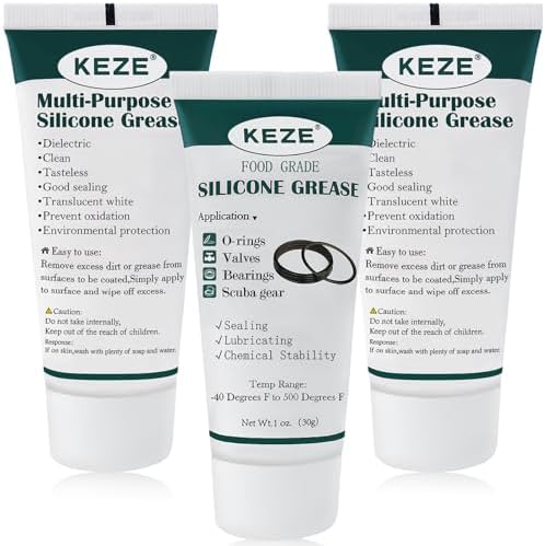 KEZE Silicone Grease Waterproof Food Grade Silicone Sealant Lubricant for Plumbers Valve Faucet O Rings 1 oz 3-Pack