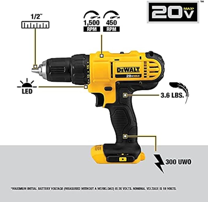 DEWALT 20V Max XR Oscillating Multi-Tool, Variable Speed, Tool Only (DCS356B) & DEWALT 20V Max Cordless Drill Combo Kit, 2-Tool (DCK240C2), Yellow/Black Drill Driver/Impact Combo Kit