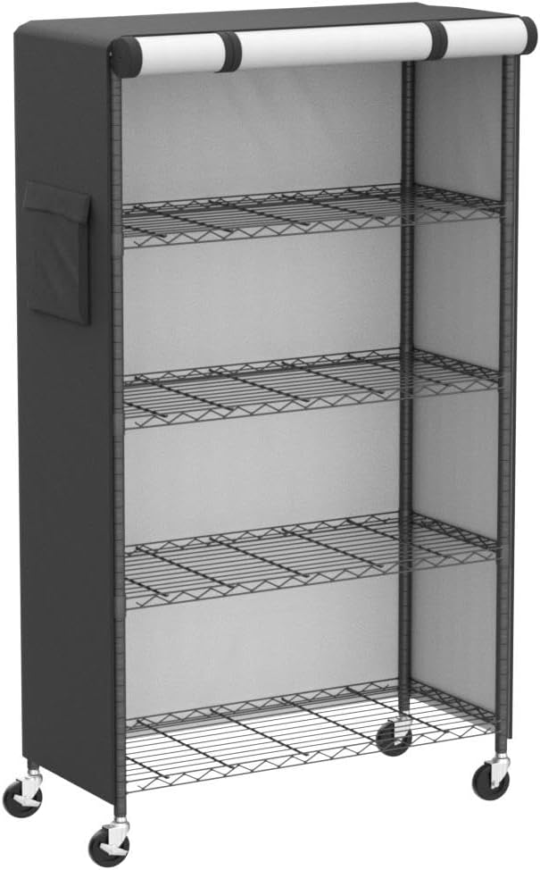 Storage Shelf Cover,Outdoor Heavy Duty 600D 48''W x 18''D x 72''H Dustproof Waterproof Shelf Covers for Wire Shelving,Storage Rack Cover with Zipper
