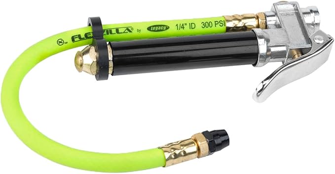 Flexzilla Premium Straight-On Tapered Chuck Inflator with 12 in. Hose (20-170 PSI) - AL2000FZ, ZillaGreen
