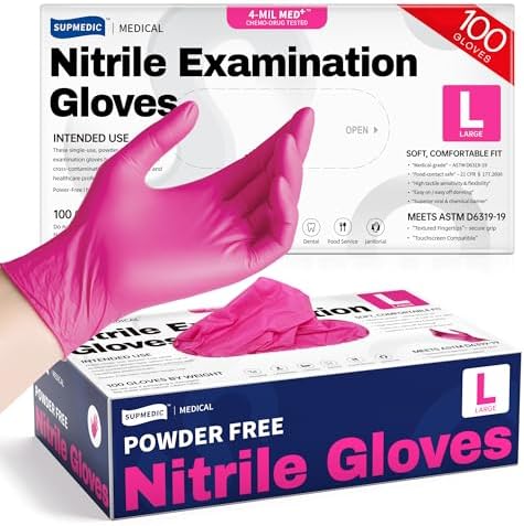 Supmedic 4 Mil MED Exam Gloves, Latex & Powder-Free Orchid 100 Ct