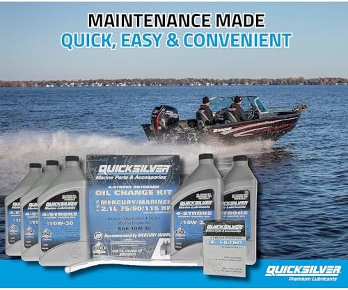 Quicksilver 4-Stroke Oil Change Kit – for Mercury Outboard Engines – 15, 20, 25, 30, 40, 50, 60, 75, 90, 115, 150, 175, 200, 225, 250, 300, 350, 400 HP