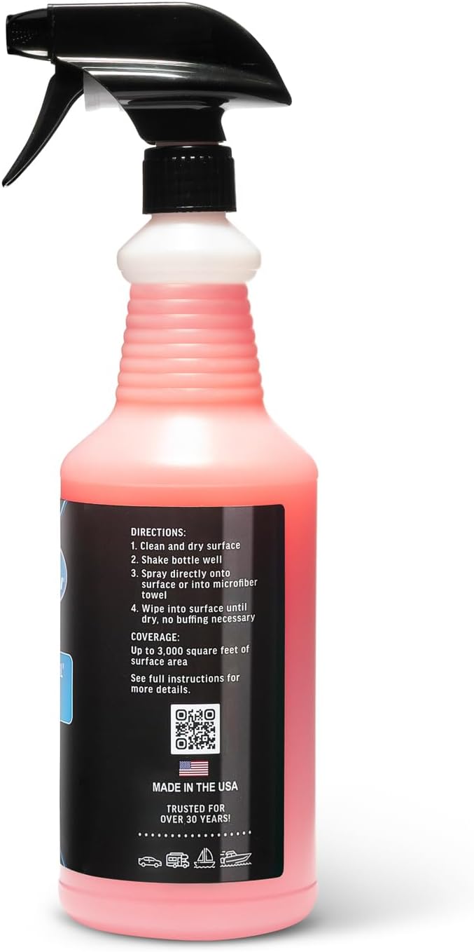 Poli Glow Poli Slick Seal Ceramic Spray Detailer – 32 oz | Marine-Grade Silica Polymer Sealant for Boats, RVs & Autos | Water-Repelling, UV-Resistant, No Buffing, Lasts 6+ Months | USA Made
