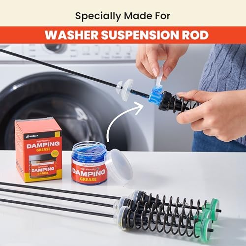 Damping Grease Kit for Washing Machine Suspension Rods with Foam Inserts | High-Viscosity 35,000 CST Blue 100g Dampening Grease for Toilet Seat & Washer Shock Absorption Lubricants