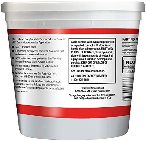 Valvoline Multi-Vehicle High Temperature Red Grease 4 LB Tub, Case of 6