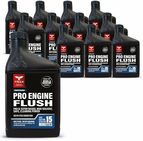 TRIAX Pro Engine Flush Oil-Based Deep Clean Motor Oil Flush Removes Sludge & Carbon | Non-Solvent | Safe for Engine, Seals, Injectors | Professional Shop Grade (16 oz - Pack of 12)