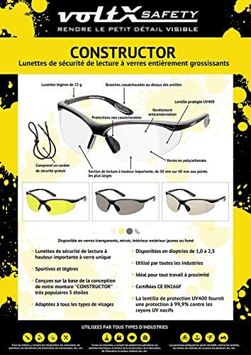 voltX CONSTRUCTOR Smoke Full Lens Reading Safety Glasses +1.5 Dioptre