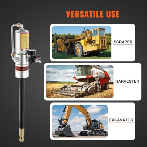 VEVOR Grease Pump, Air Grease Pump with 13 ft High Pressure Hose and Grease Gun, Pneumatic Grease Pump, Portable Lubrication Grease Pump with 360° Swivel Grease Gun Head