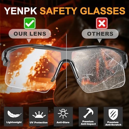 Safety Glasses for Men, Anti Scratch & UV Protection Work Glasses