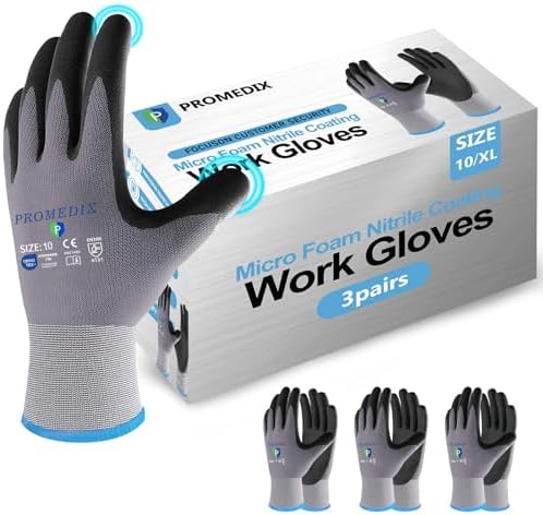 PROMEDIX P Nitrile Coated Work Gloves,MicroFoam Safety Work Gloves Men,Seamless Knit Nylon&spandex Gloves with Grip