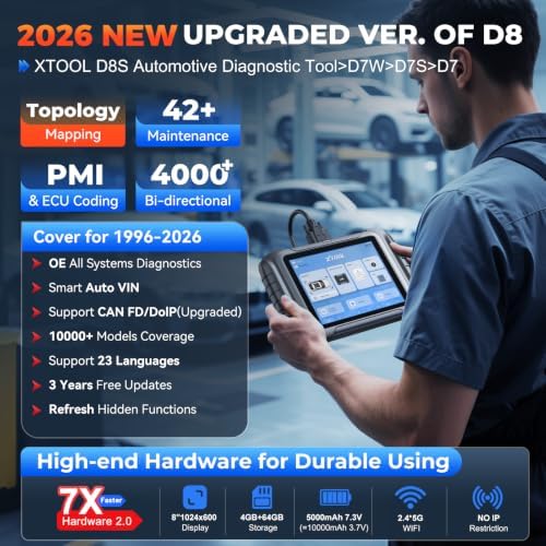 XTOOL D8S AI-Assisted Bidirectional OBD2 Scanner with Topology Mapping