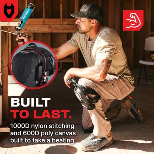 NoCry Professional Construction Knee Pads for Men and Women with Non-Slip Heavy Duty Cap and Ankle Support — Thick Foam and Gel Cushioning — Reinforced, Adjustable Straps and Military Grade Rivets