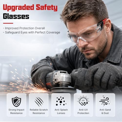 12 Pack Clear Safety Glasses Bulk for Men Women ANSI Z87.1 UV Protection