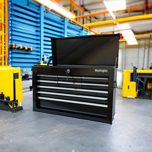 Workington Portable Metal Tool Chest with 9 Drawers, 24" 9-Drawer Tool Chest Cabinet with Ball Bearing Drawer Slides, Steel Tool Storage Box Organizer 4006 Black