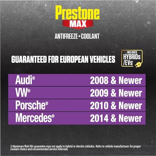 Prestone AF6510 MAX European Vehicles Violet Antifreeze and Coolant, 1 Gallon, Pack of 6