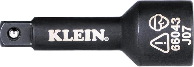 Klein Tools 66044 3-in-1 Flip Impact Socket, Alignment Slot, 9/16-Inch, 3/4-Inch Hex Sizes, 12-Point, 1/2-Inch to 3/8-Inch Square Adapter