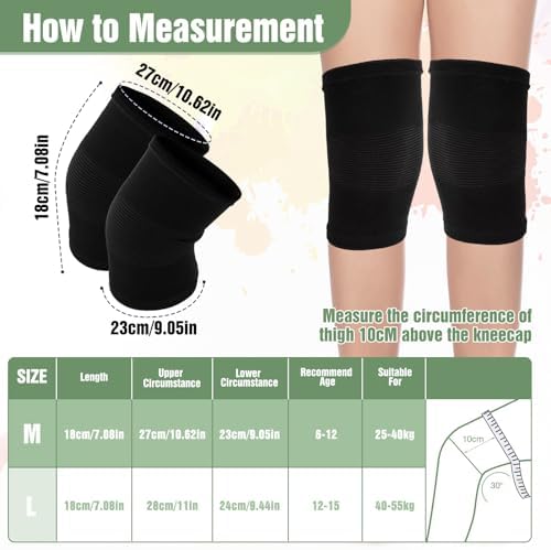 Kids Knee Brace Sleeve, 1 Pair Youth Knee Compression Sleeve Breathable Children Knees Support Pad Elastic Soft Knees Protectors for Boys Girls Basketball Volleyball Football Running(Medium)