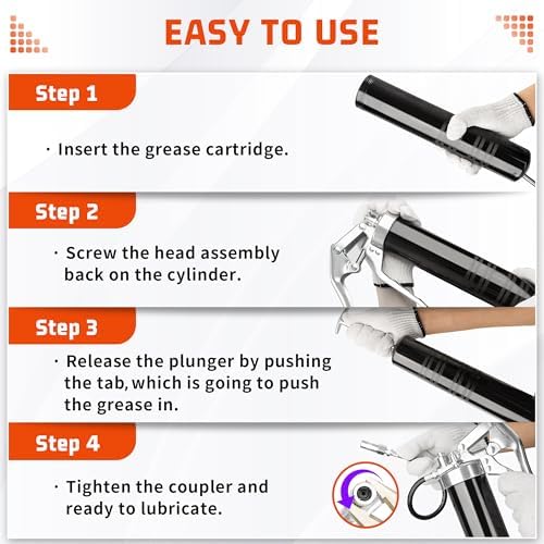 FIXSMITH Grease Gun, 8000 PSI Heavy Duty Pistol Grip Grease Gun Kit