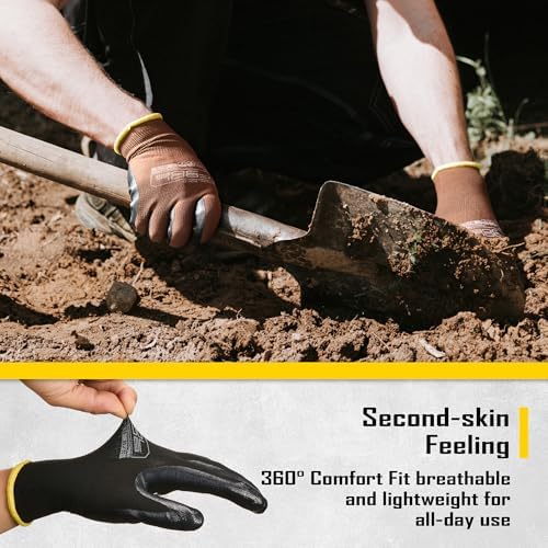 COOLJOB 10/20 Pair Safety Work Gloves for Men Women Non-slip, Nitrile Rubber Coated Working Garden Yard Gloves Bulk with Grip