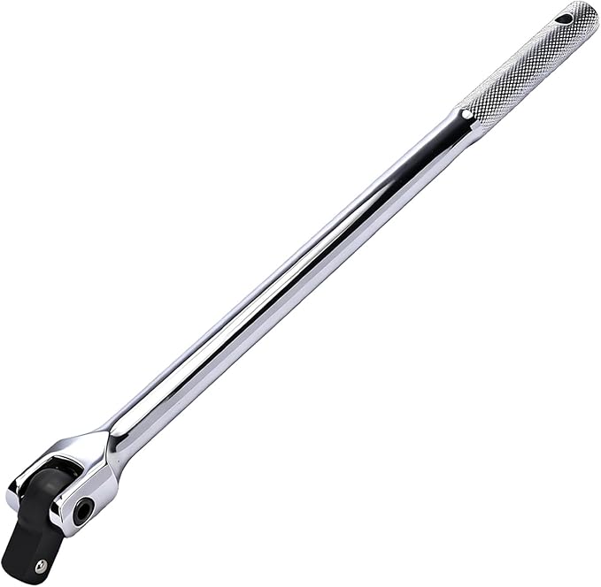 17-inch Dual Drive Breaker Bar, Heavy Duty Breaker Bars, 1/2 drive Flex Handle with 180° Rotatable Head