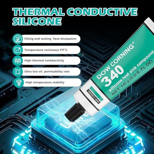 Dow Corning 340 Silicone Heat Sink Compound 142g (5oz) Thermal Conductive Silicone Grease IGBT Heat Dissipation Paste for Electrical Devices PCB Assemblies and Computer CPU Non Flowing