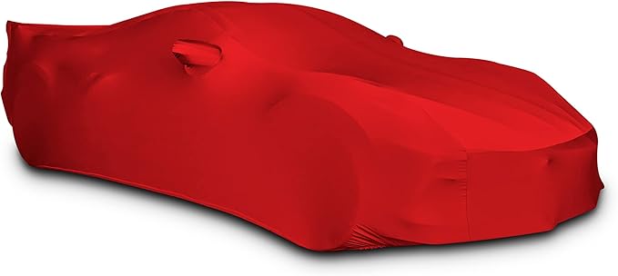 SR1 Performance USA Ultraguard Corvette Car Cover Custom Fit for C8 Corvette (2020-2026) – Indoor Stretch Satin Dust Protection, Soft Breathable Snug Fit (Red)