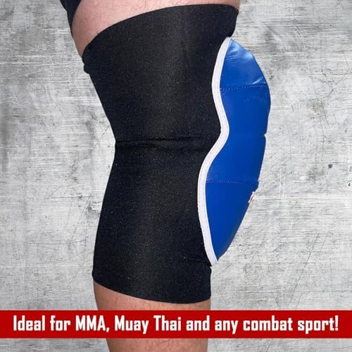 Combat Sports MMA Advanced IMF Tech™ Knee Pads – Injected Molded Foam, Leather Striking Surface, Neoprene Sleeve Support (Regular, New)