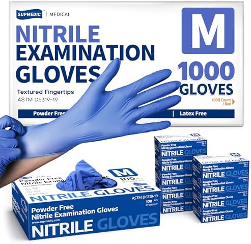 Supmedic Soft Max Exam Gloves, Powder-Free Disposable, Blue Iris