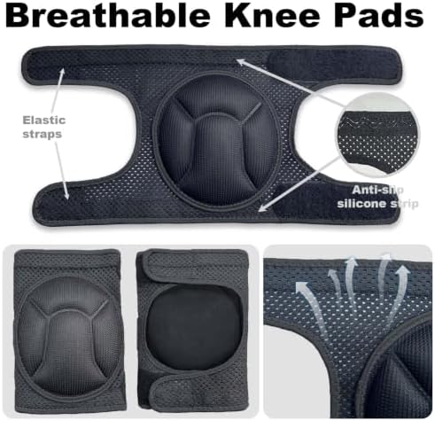 Knee Pads for Men Women Work, Mesh Straps Fabric, Black M (1 Pair)