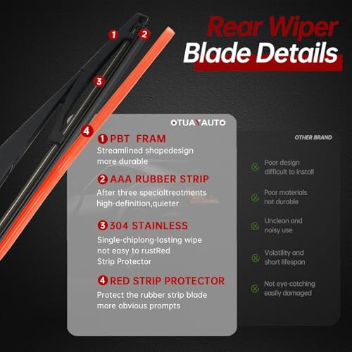 OTUAYAUTO Rear Windshield Wiper Arm Blade Set - Replacement for Hyundai Santa Fe 2019-2021, Elantra GT 2018-2020- Factory Style Back Wiper Cover Accessories Assembly for Rear Window