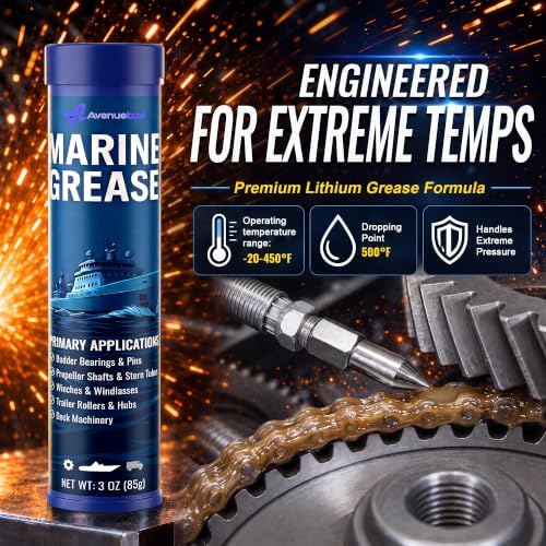 8 Pack 3 oz Marine Grease Tube, Premium Marine Grade Grease, Waterproof High Temp (0°F - 500°F) Bearing Lube for Propeller Shafts, Rudder Bearings, Trailers & Boat Maintenance