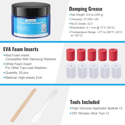 3.5 oz (100g) Washing Machine Damping Grease with 20 Foam Inserts