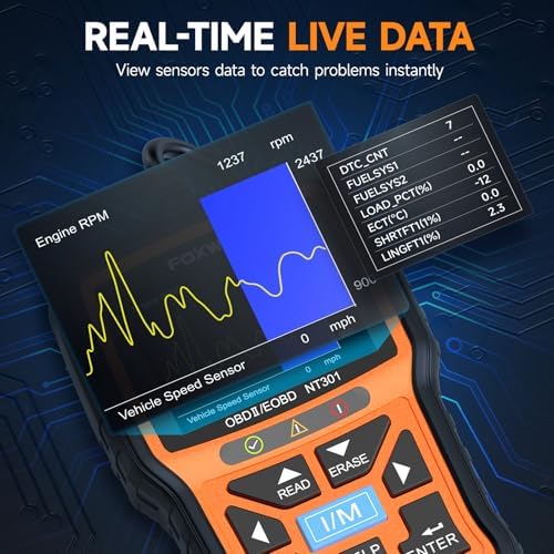 FOXWELL NT301 OBD2 Scanner Live Data Professional Mechanic OBDII Diagnostic Code Reader Tool for Check Engine Light