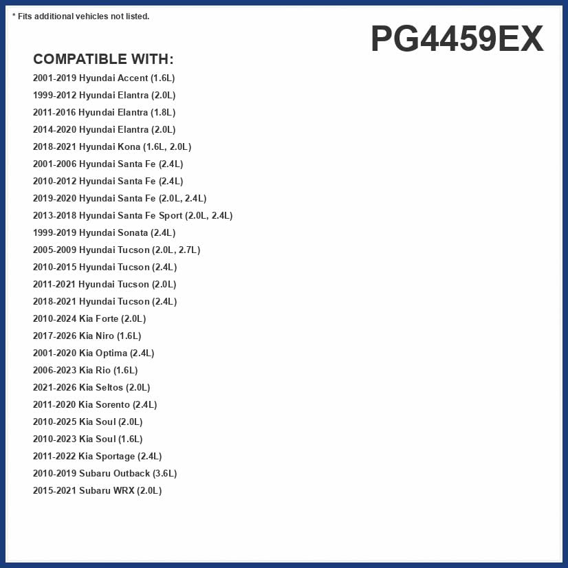 PG PG4459EX Extended Performance Oil Filter | Fits 1989-2019 Hyundai Sonata 2.4L; 1999-2020 Elantra 2.0L; 2010-2024 Kia Forte 2.0L; 2001-2020 Optima, Santa Fe 2.4L