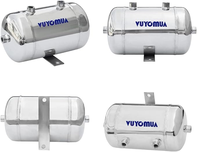 1/4" NPT Air Compressors 0.8 Gallon Stainless Steel Portable Air Compressor Max 180PSI Air Reservoir Water Storage Tank for Truck, Car, Air Horn, Inflating Tires, Air Ride
