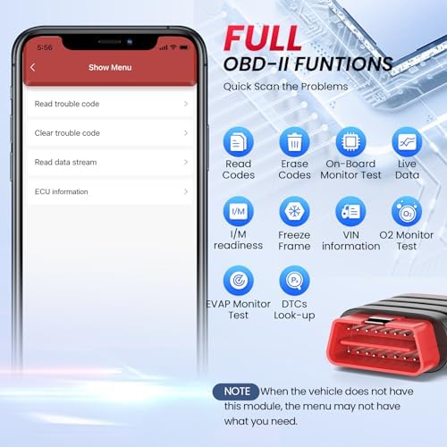 THINCAR Thinkdiag Mini Bluetooth OBD2 Scanner Diagnostic Tool, OE Full-System Car Scanner for iOS & Android, Check Engine Light Fault Code Reader & Scan Tool for All 1996 & Newer Vehicles, Free Update
