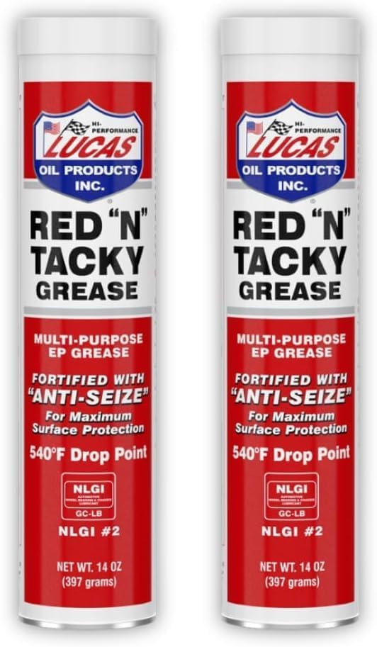 Multi Purpose Grease | Red N Tacky | Lithium Complex Grease | 2 Pack | 14 Ounce Cartridge (Red N Tacky, 2 Pack Tube)
