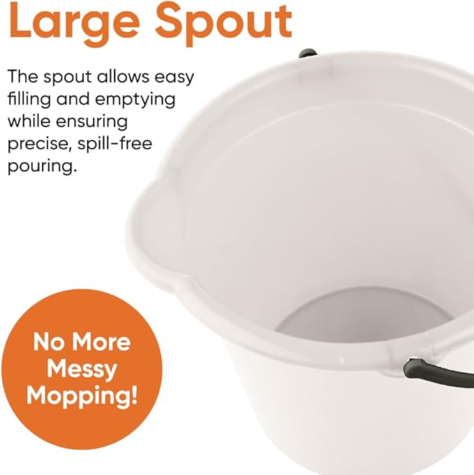 Superio Plastic Cleaning Bucket for Home, 2 Gallon Pail for Mopping with Large Spout - Bucket for Floor Mopping, Car Wash - Bowls for Camping, Fishing