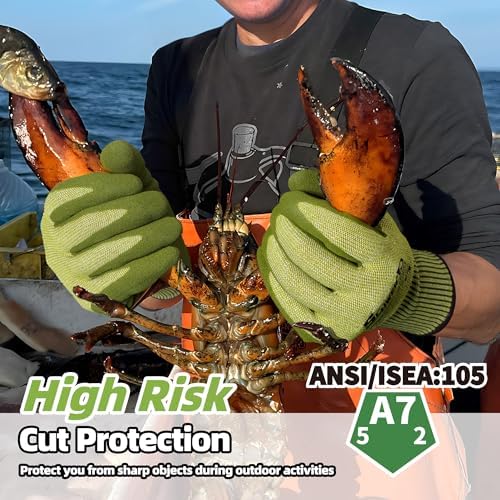 Schwer 12 Pairs A7 Cut Resistant Fishing Gloves, Touchscreen, CR3009, L