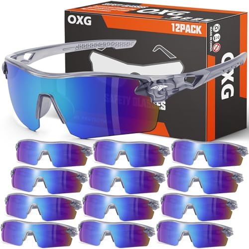 OXG 12 Pack Safety Glasses for Men Women, ANSI Z87.1 Safety Goggles Impact Resistant Protective Eyewear for Work, Outdoor