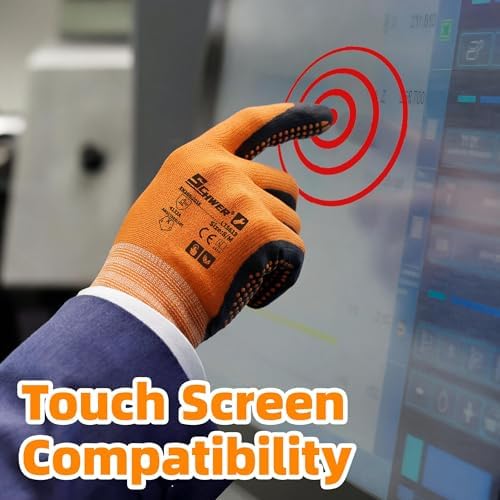 Schwer 6 Pairs Safety Work Gloves with Certified Level 6 Abrasion Resistance, General A1 Cut Resistant Working Gloves with MicroDot Grip, Touchscreen, MicroFoam Nitrile Coating, LT5619, M