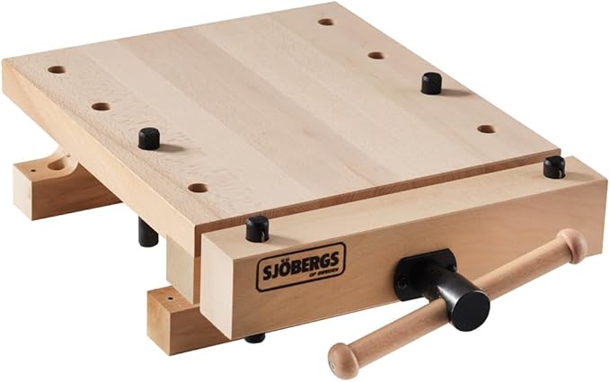 Sjöbergs Smart Workstation Pro Vise Top – Portable 20-7/8" x 14-3/8" Work Surface, Durable European Beech, Versatile Design, SJO-66690K (Smart Workstation Pro Vise Top + Jaw Cushions)