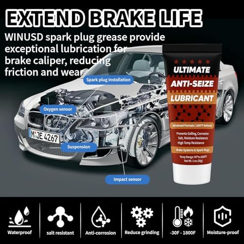 Copper Anti-Seize Thread Lubricant Spark Plug Antiseize Grease Compound for Automotive, Bolts and Nuts | High Temp Brake Parts Lubricant Grease Prevents Rust, Corrosion, Seizing - 1oz Tube (4-Pack)