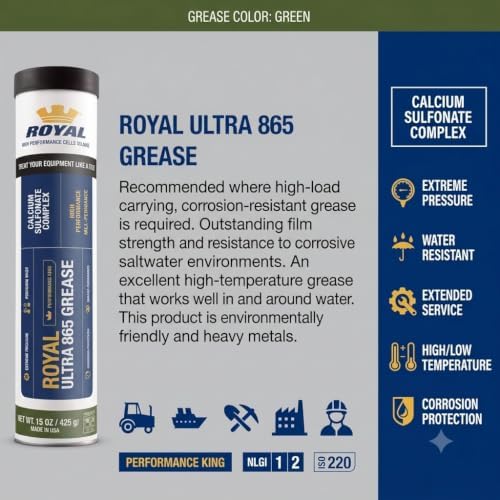 Royal Ultra 865 HD Grease, Calcium Sulfonate EP Grease, 15 oz, Pack of 10