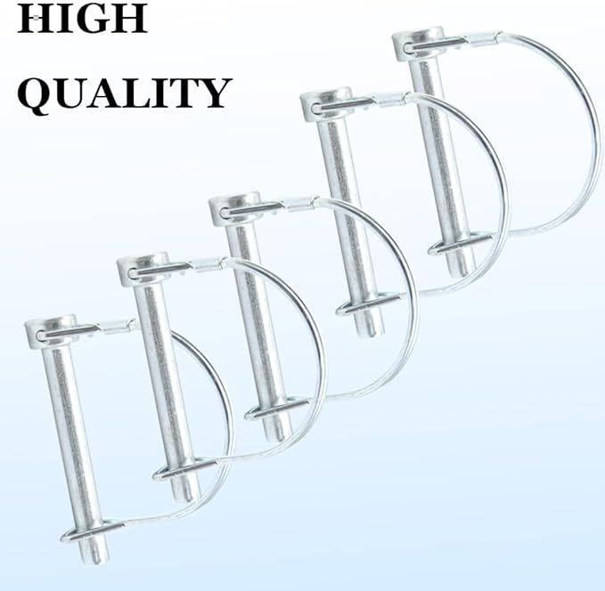 5Pcs Shaft Locking Pin 5/16”Trailers Lock Hitch Lock Pin Zinc Plated Carbon Steel Round Loop Safety Wire Lock Pin Length 2-23/64”for Farm Trailers Trolley Wagons Lawn Garden Towing(D-8x60mm)